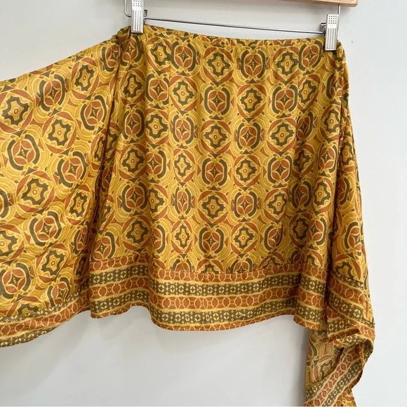 NWOT Free People REVOLVE Imogen Sarong Mini Skirt in Turmeric Made in India - Picture 4 of 10